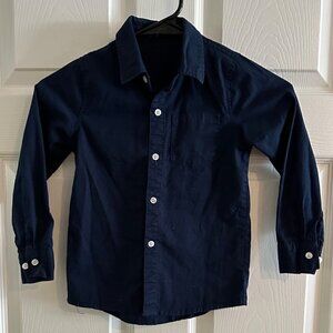 Spring and Gege Navy Blue Button Down Collared Shirt Boys Youth XS